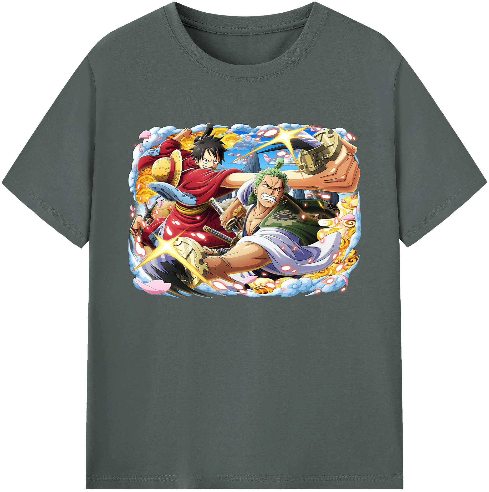 ワンピース モンキー・D・ルフィ ONE PIECE Monkey D. Luffy 綿100％ メンズ半袖Tシャツ｜肌触りやわらか＆通気性